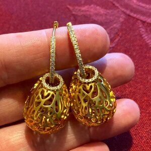 2-in-1 Hollow Drop Gold Tone Earrings